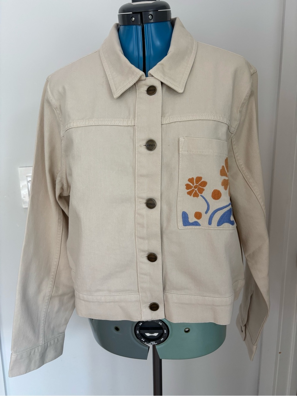 L*SPACE Capri Jacket M Bone Embroidered Cropped Denim NWT $250